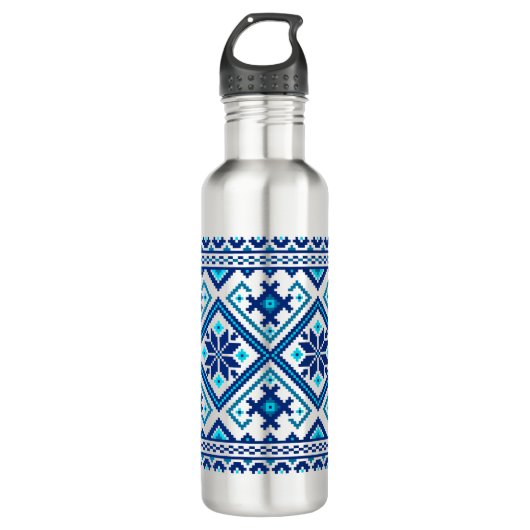 Bouteille D'eau Ukrainian traditional vushuvanka folk art pattern  (Devant)