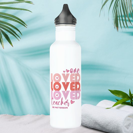 Bouteille D'eau Un enseignant d'amour rose moderne Nom personnalis