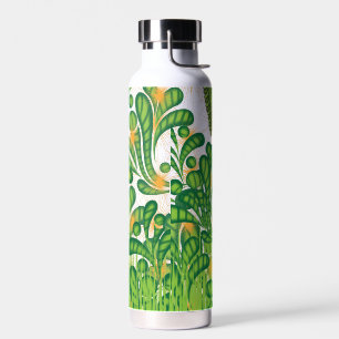 Bouteille D'eau Un motif artistique vert et or représentant un arb