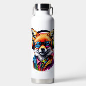 Bouteille D'eau Un renard dans les écouteurs et les lunettes (Avant)