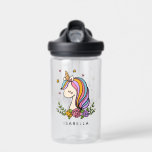 Bouteille D'eau Unicorn mignon Whimsical Girl Nom personnalisé<br><div class="desc">Unicorn mignon Whimsical Girly rose Floral Nom personnalisé Bouteilles d'eau dispose d'une mignonne licorne avec étoiles,  coeurs et fleurs et personnalisée avec votre nom. Un cadeau parfait pour les filles et leurs amis pour l'anniversaire,  Noël,  fêtes,  somnifères,  meilleurs amis et plus,  Conçu par ©Evco Studio www.zazzle.com/store/evcostudio</div>