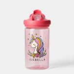 Bouteille D'eau Unicorn mignon Whimsical Girl Nom personnalisé<br><div class="desc">Unicorn mignon Whimsical Girly rose Floral Nom personnalisé Bouteille d'eau comporte une mignonne licorne avec étoiles,  coeurs et fleurs. Parfait pour le retour à l'école,  cadeaux et faveurs de fête d'anniversaire,  cadeaux de Noël personnalisés pour les filles et plus. Conçu par ©Evco Studio www.zazzle.com/store/evcostudio</div>