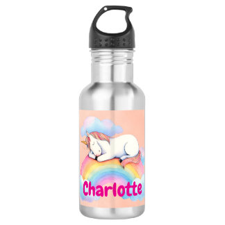 Bouteille D'eau Unicorn & Rainbow, Personalized Water Bottle