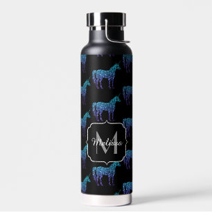 Bouteille D'eau Unicorn Sparkles aqua blue ombre motif Monogramme