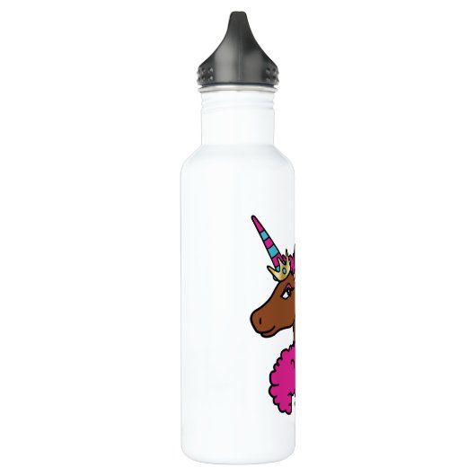 Bouteille D'eau Unicorne Afro Rose Chaud (Gauche)