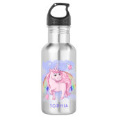 Bouteille D'eau Unicorne rose mignonne Arc-en-ciel moderne fille N (Devant)