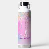 Bouteille D'eau Unicorne rose mignonne Parties scintillant arc-en- (Avant)