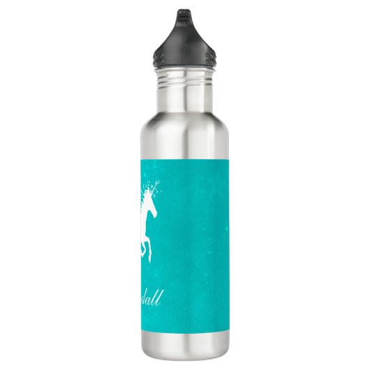 Bouteille D'eau Unicorne Turquoise Personnalisée (Droite)