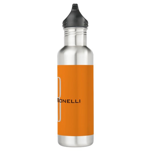 Bouteille D'eau Unique Unique Orange Initiales Monogramme Moderne (Droite)