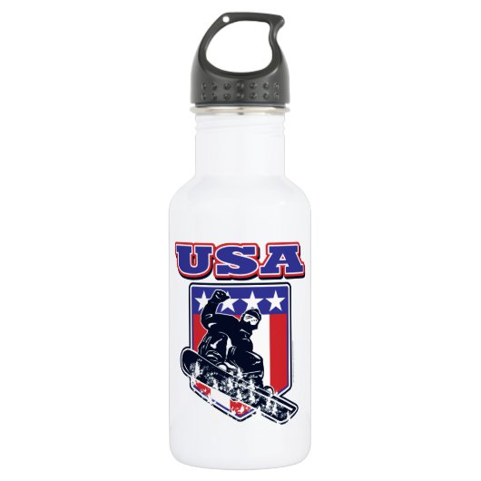 Bouteille D'eau USA Snowboard (Devant)