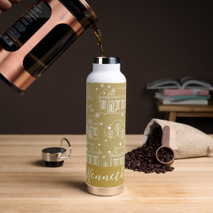 Bouteille D'eau Vacances de Noël Gold et White City