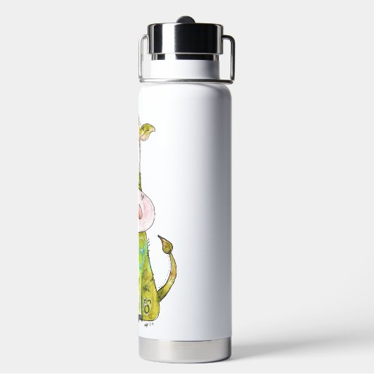 Bouteille D'eau Vache blanche couleur blanc mignon (Arrière)