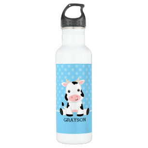 Bouteille D'eau Vache bleu Polka point Personnalisé Garçon