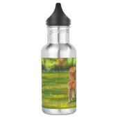 Bouteille D'eau Vache d'Aubrac et veau mignon dans le pâturage de (Gauche)