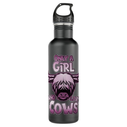 Bouteille D'eau Vache Moey Highlander vache fille qui aime écossai (Devant)