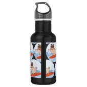 Bouteille D'eau Vague à cheval heureux chien de carlin sur la plan (Dos)