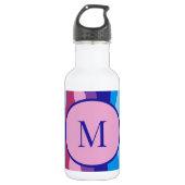 Bouteille D'eau Vagues colorées avec monogramme (Devant)