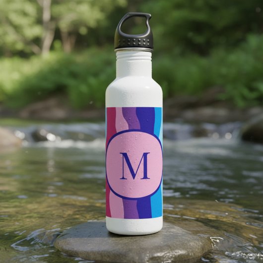 Bouteille D'eau Vagues colorées avec monogramme