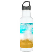 Bouteille D'eau Vagues océaniques Turquoise frappant le sable (Devant)