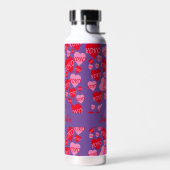 Bouteille D'eau Valentine Monogramme rose Coeur rouge XOXO violet (Gauche)