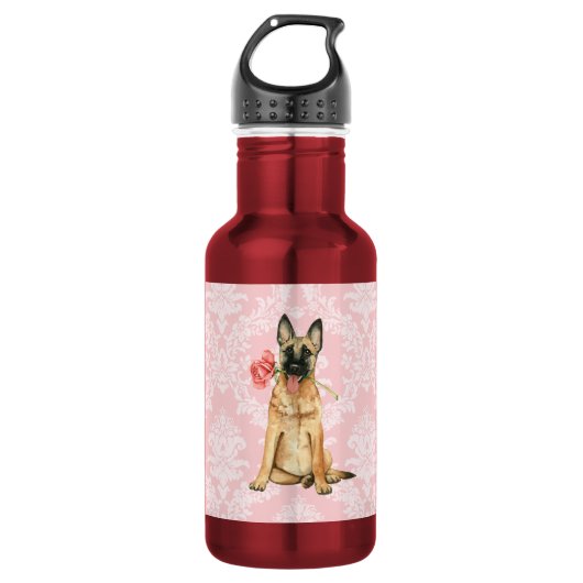 Bouteille D'eau Valentine Rose Malinois (Devant)