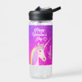 Bouteille D'eau Valentines Unicorne violet Parties scintillant ros (Gauche)