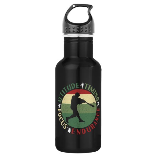 Bouteille D'eau Valeurs de l'équipe de baseball motivationnel (Devant)