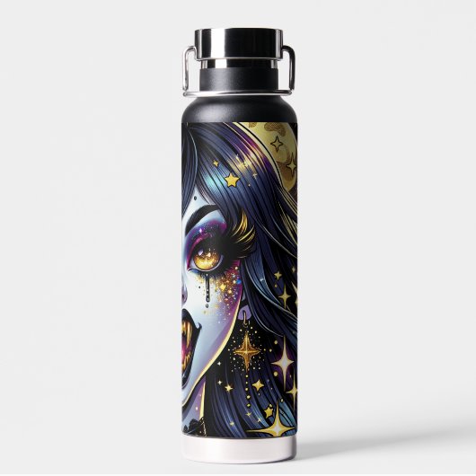 Bouteille D'eau Vampire avec Gold Fangs Pleine lune Halloween Part (Arrière)