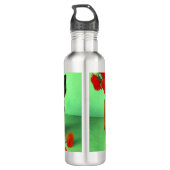 Bouteille D'eau Van Gogh Black Kitten Fleurs rouges (Dos)