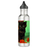 Bouteille D'eau Van Gogh Black Kitten Fleurs rouges (Droite)