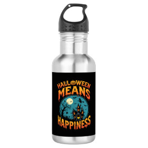 Bouteille D'eau Vecteur de maison hantée de bonheur d'Halloween