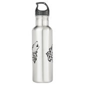 Bouteille D'eau Vecteur tribal Wolf Howf noir Ajouter un nom (Dos)