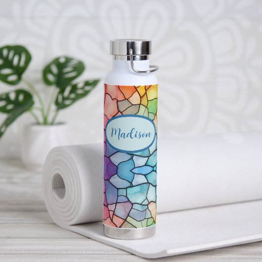 Bouteille D'eau Verre tendu Look Rainbow Alcool et Encre (Yoga)