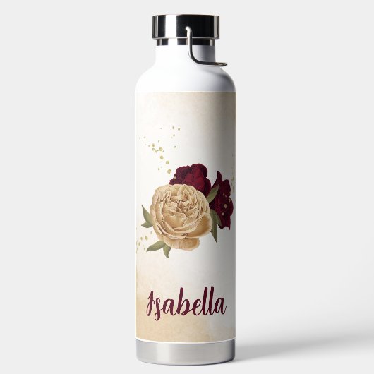 Bouteille D'eau Vert bordeaux beige or botanique (Droite)