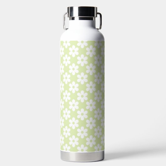 BOUTEILLE D'EAU VERT CLAIR AVEC FLEURS DE DAISY BLANCHES (Avant)