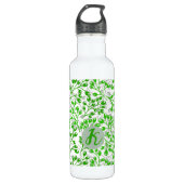 Bouteille D'eau Vert feuillet Motif Moderne Élégant Monogramme (Devant)