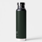 Bouteille D'eau Vert foncé Élégant Moderne Minimaliste Monogramme (Gauche)