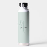 Bouteille D'eau Vert sage | Nom de script monographique personnali<br><div class="desc">Sage Classique Personnalisé Vert Script Monogramme Nom Élégant Bouteille D'Eau Chic. Un design simple et moderne en noir et blanc avec calligraphie manuscrite pour un look professionnel et sophistiqué. Créez vos propres cadeaux éco-personnalisés. N'importe quelle police,  n'importe quelle couleur,  aucun minimum.</div>