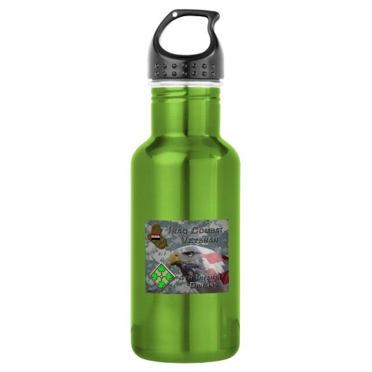Bouteille D'eau Vétéran de combat de la 4e division d'infanterie e (Devant)