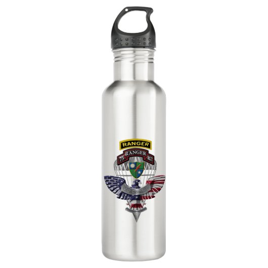 Bouteille D'eau Vétéran du 75e régiment de Rangers (Devant)