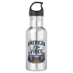 Bouteille D'eau Vibes de la vie américaine T-shirt vectoriel du la