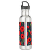 Bouteille D'eau Vibrant Modern Red Poppies Pattern Art (Dos)