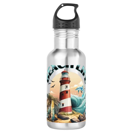 Bouteille D'eau Vie de plage Phare Tropical (Devant)