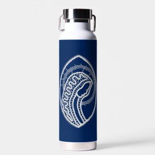 Bouteille D'eau Vierge Marie, dentelle blanche, bleu marine