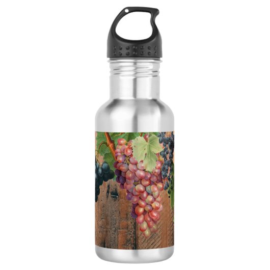 Bouteille D'eau Vignoble Rustique Bois & Raisins (Devant)