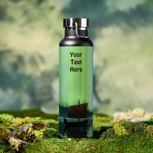 Bouteille D'eau Viking Ship Under Northern Lights (Extérieur (pivotée))