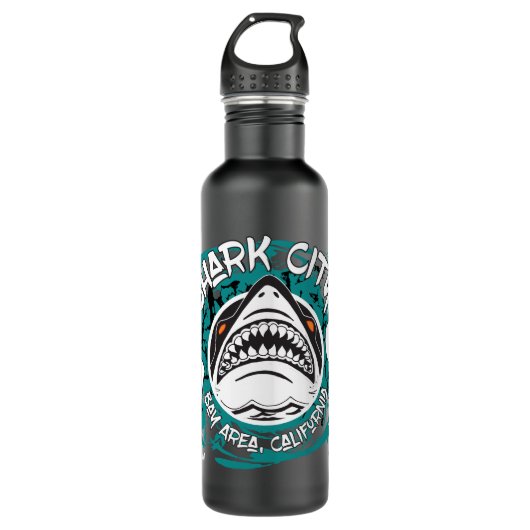 Bouteille D'eau Ville Waterbottle grunge turquoise de requin (Devant)