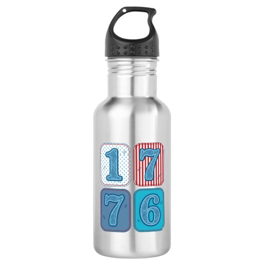 Bouteille D'eau Vintage 1776 Patchwork Patriotique (Devant)