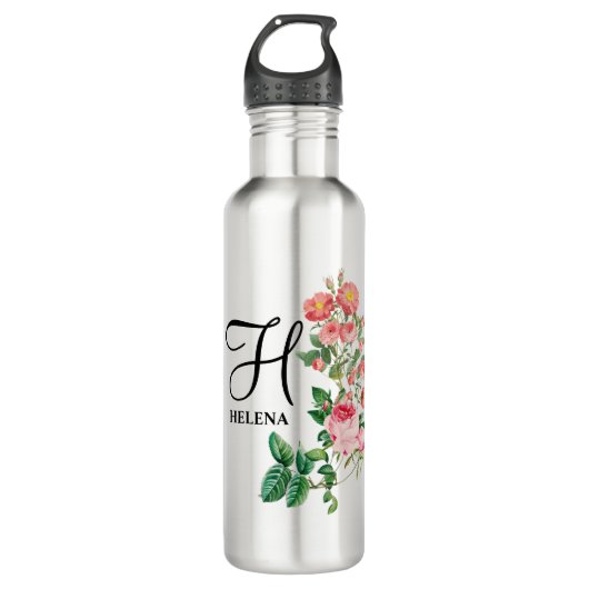 Bouteille D'eau Vintage Floral Botanique Customisé Monogramme (Devant)