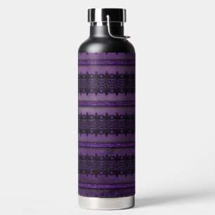 BOUTEILLE D'EAU VIOLET FONCÉ AVEC MOTIFS DE DENTELLE NOIRE D'HALLO